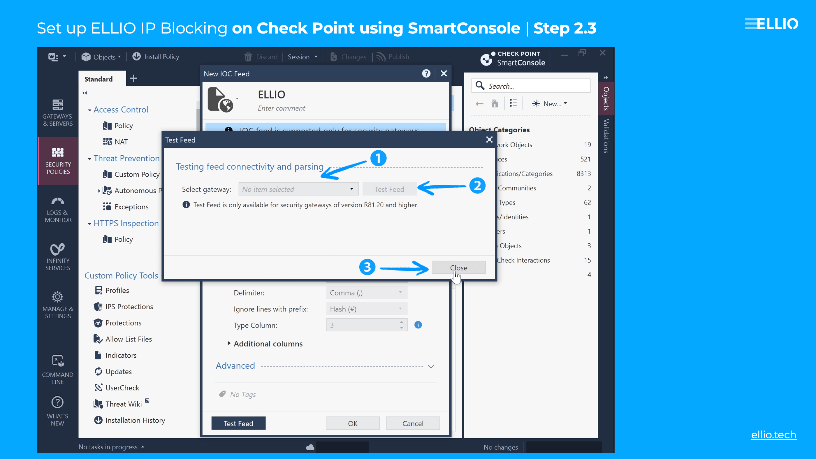 ELLIO Blocklist CheckPoint SmartConsole 3 1024x576